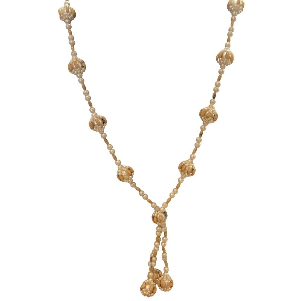 Vintage Unique faux Pearl cluster Beaded Necklace - Picture 2 of 3